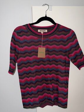 Boden Metallic Wave / Zigzag Knit Top, NWT, Size Small